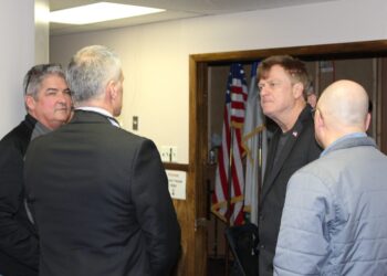 Patrick Byrne speaking to supporters