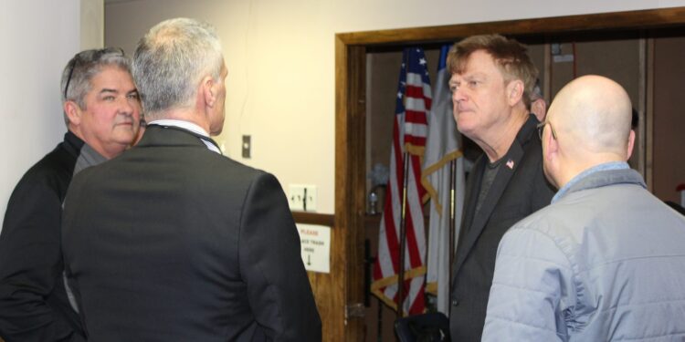 Patrick Byrne speaking to supporters